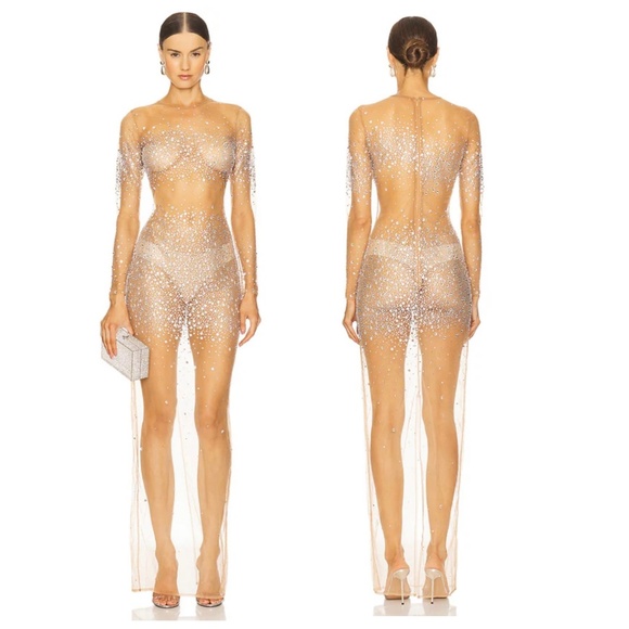 Bejeweled Nude Dress - Picture 2 of 3